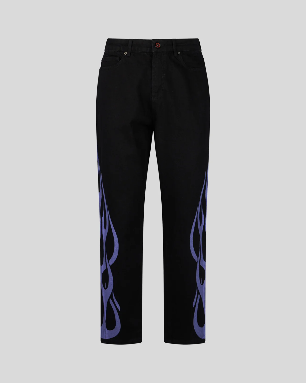 VISION OF SUPER BLACK JEANS WITH PURPLE FLAMES