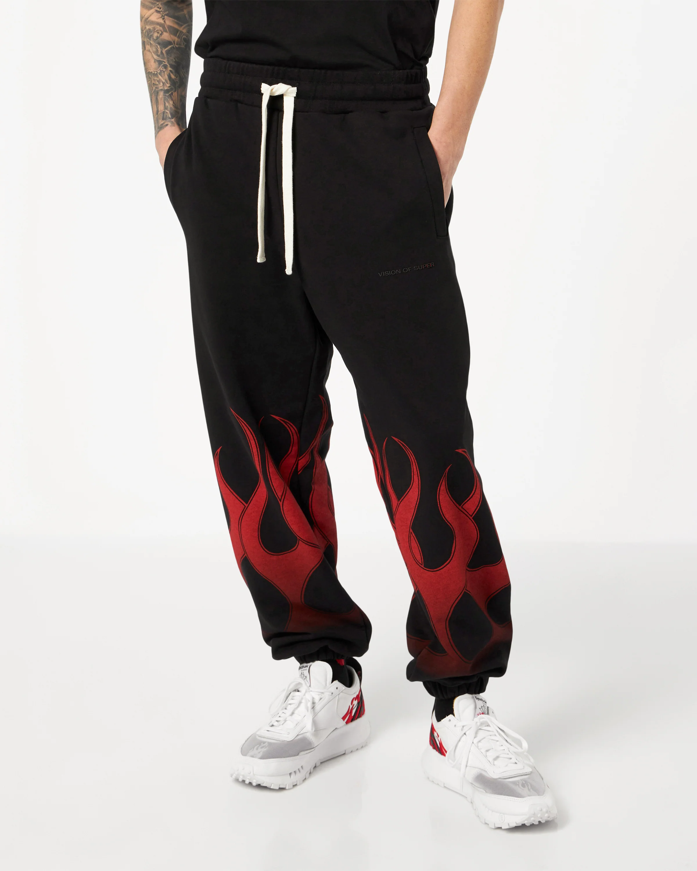 VISION OF SUPER BLACK PANTS WITH RED FLAMES - Image 3