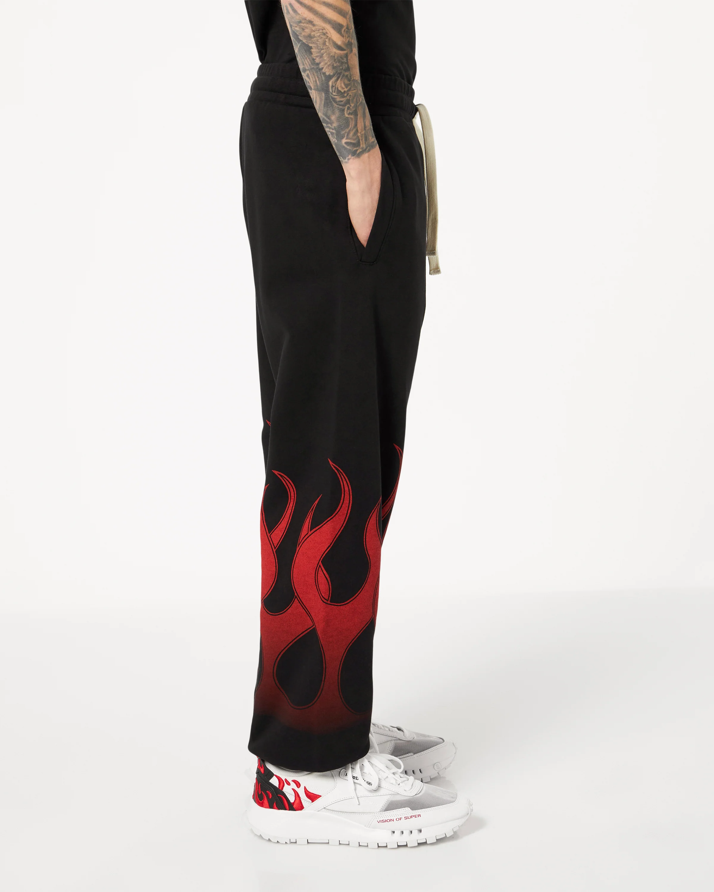 VISION OF SUPER BLACK PANTS WITH RED FLAMES - Image 4