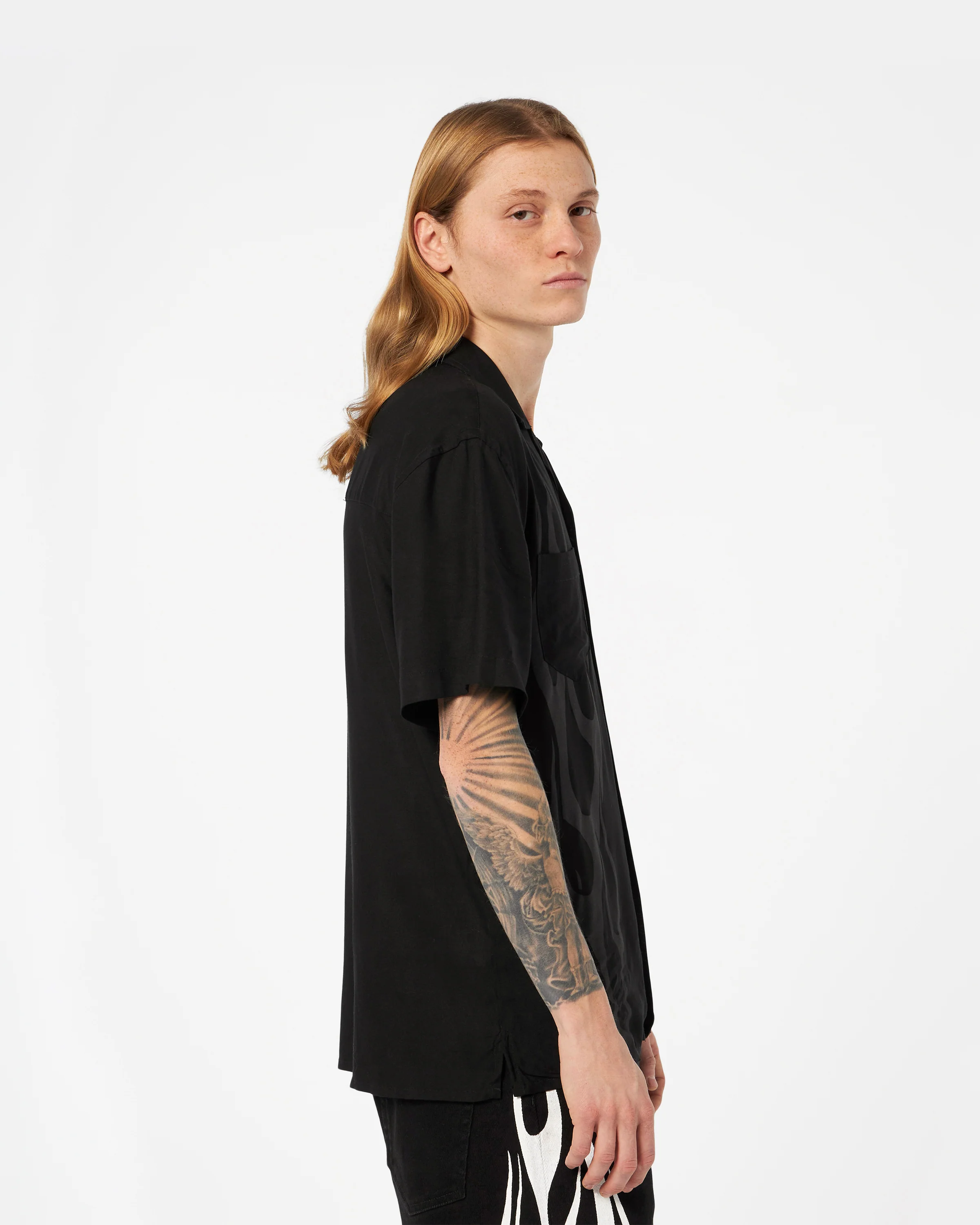 VISION OF SUPER BLACK SHIRT WITH GREY FLAMES - Image 3