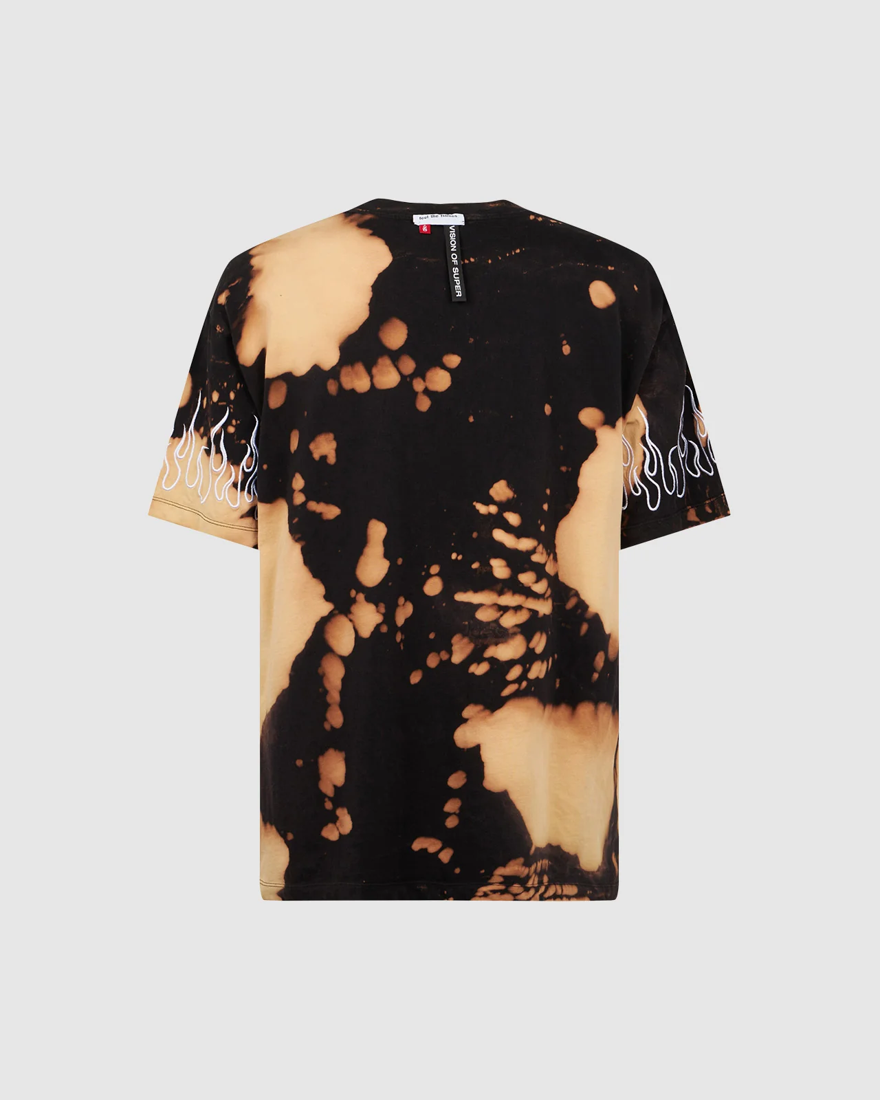 VISION OF SUPER BLACK TIE DYE T-SHIRT WITH EMBROIDERY FLAMES - Image 2
