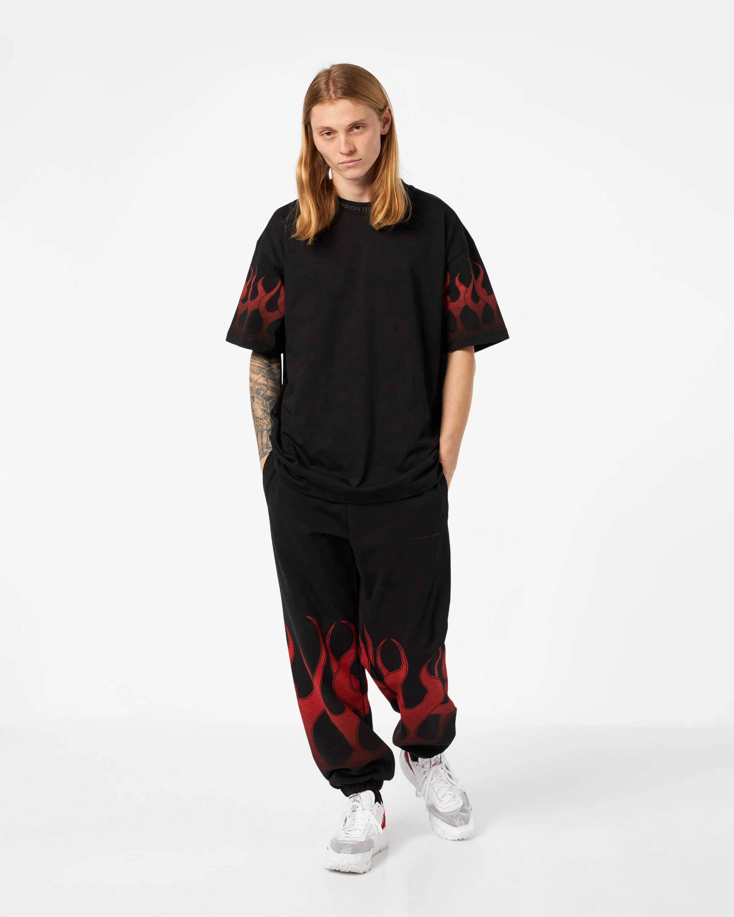 VISION OF SUPER BLACK TSHIRT WITH RED FLAMES - Image 5