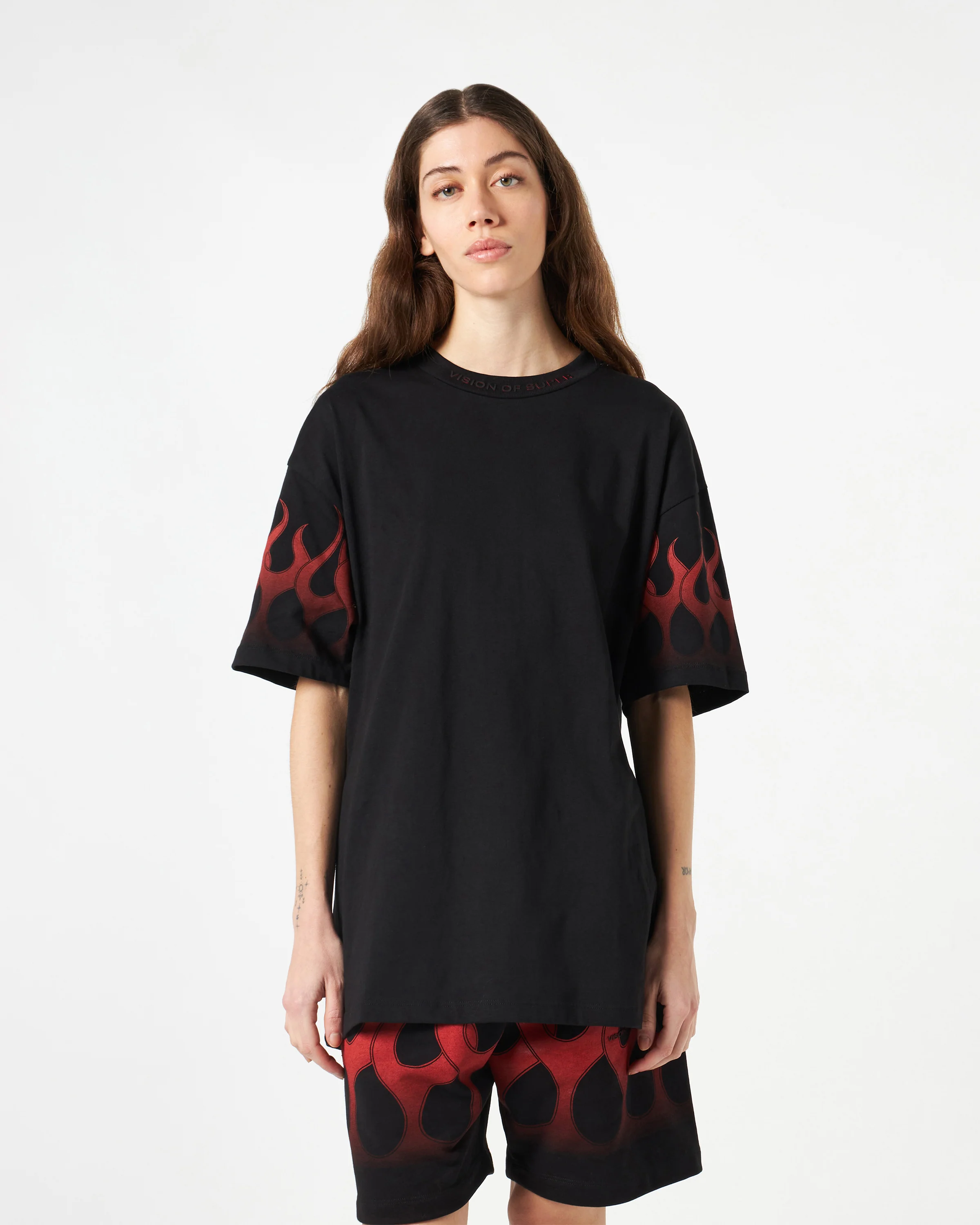 VISION OF SUPER BLACK TSHIRT WITH RED FLAMES - Image 7