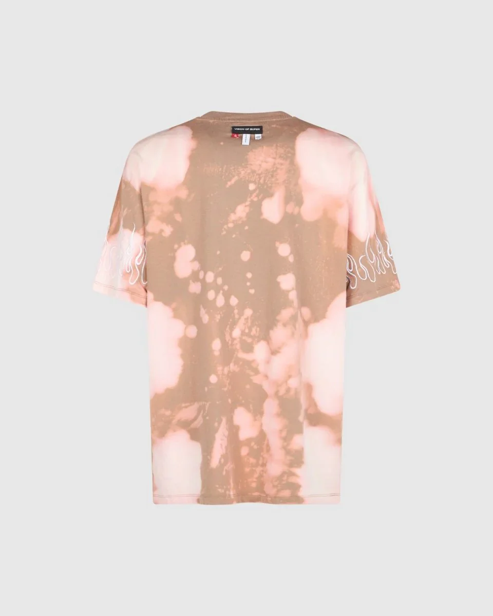 VISION OF SUPER BROWN TIE DYE TSHIRT WITH EMBROIDERY FLAME - Image 2