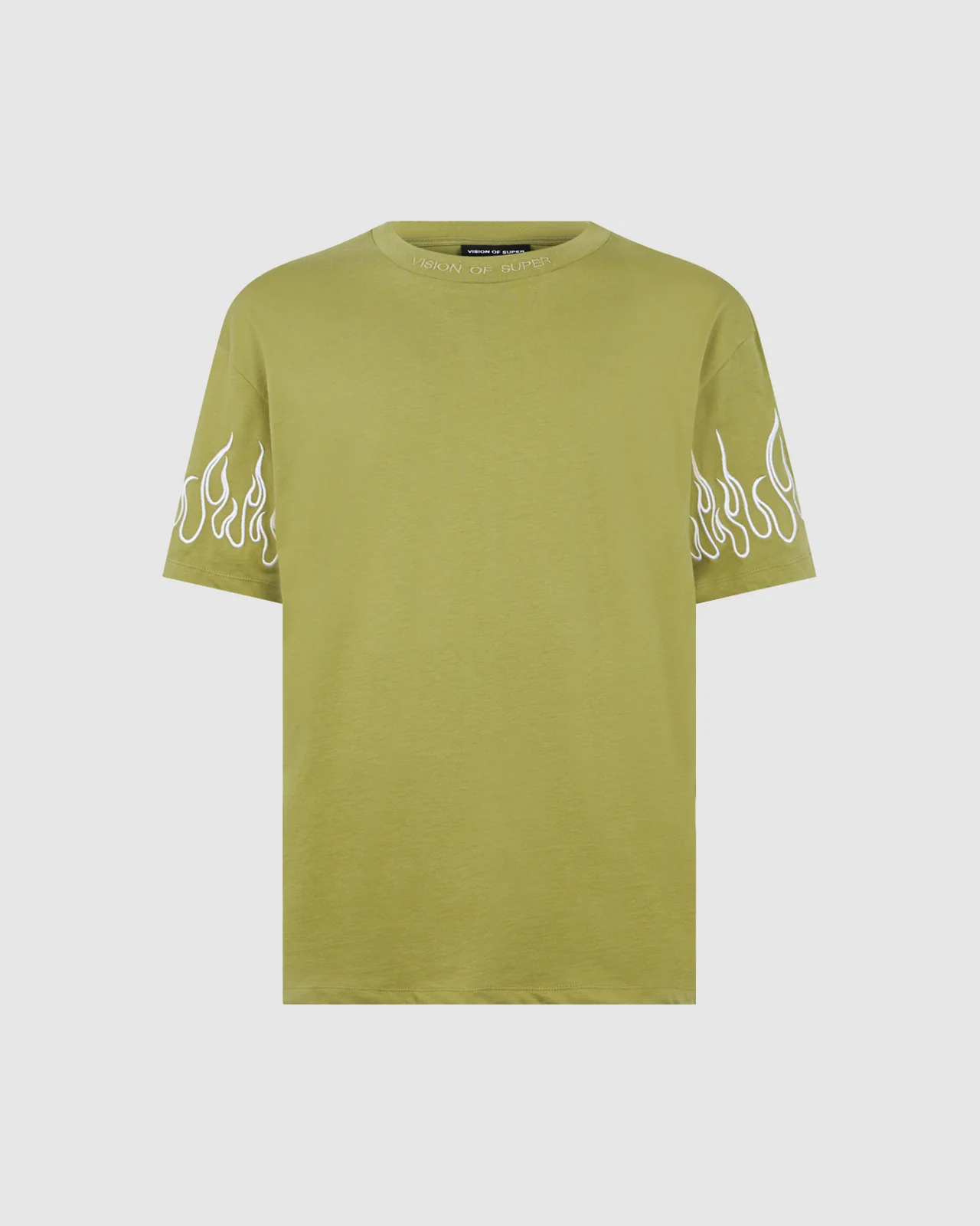 VISION OF SUPER GREEN T-SHIRT WITH EMBROIDERY FLAME