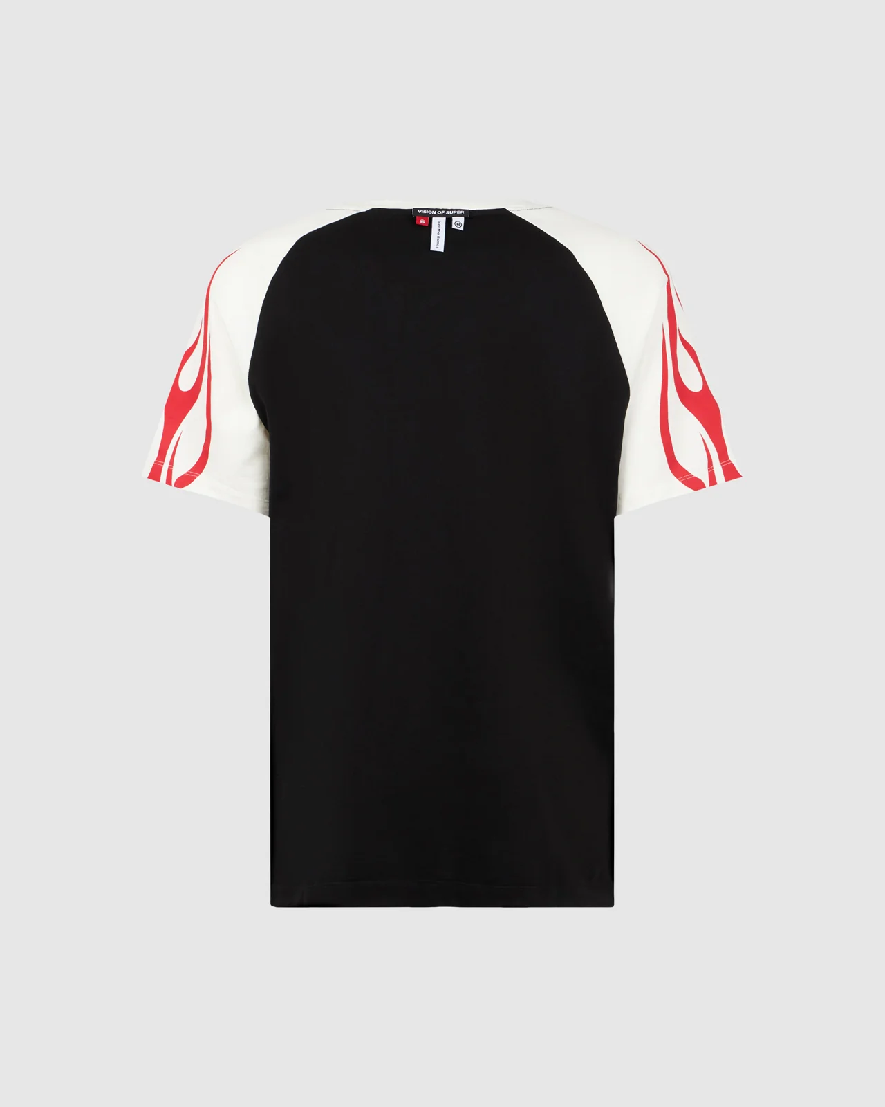 VISION OF SUPER WHITE & BLACK T-SHIRT WITH RED TRIBAL FLAMES - Image 2