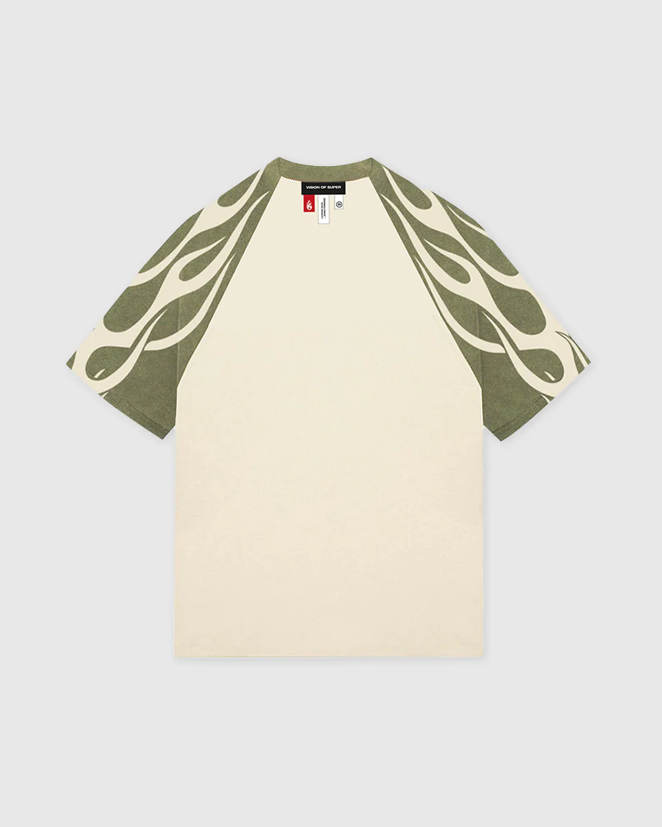 VISION OF SUPER WHITE T-SHIRT WITH GREEN FLAMES - Image 2