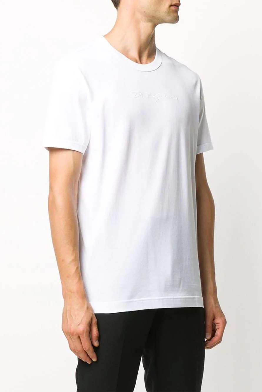 Dolce & Gabbana White Cotton Logo T-shirt - Image 3